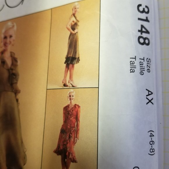 ✅3148 McCall's Sz 4-8 Misses Halter Wrap Dress Shee - Picture 2 of 6